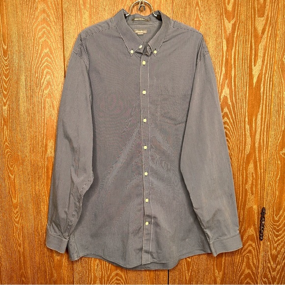 Eddie Bauer Mens Dress Shirt Long XL Tall Sleeve Black & Blue Casual Button Down - Picture 1 of 11